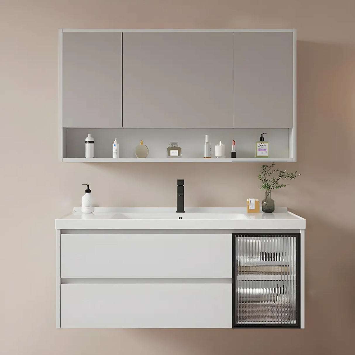 Modern Sink Wall Mount Bathroom Vanity Cabinet with Drawers Image - 17