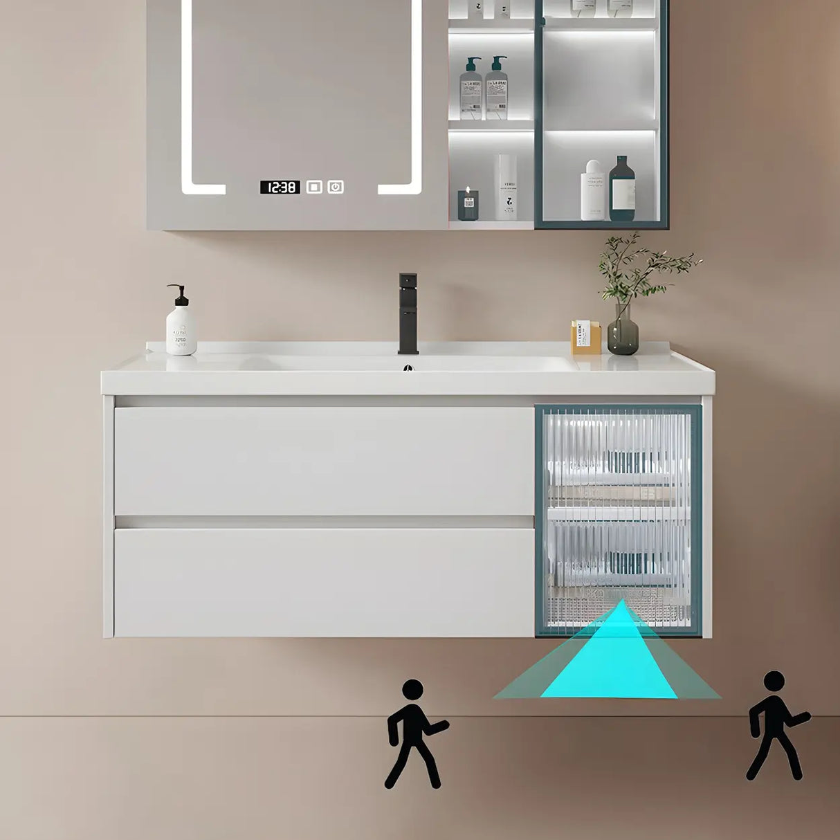 Modern Sink Wall Mount Bathroom Vanity Cabinet with Drawers Image - 19