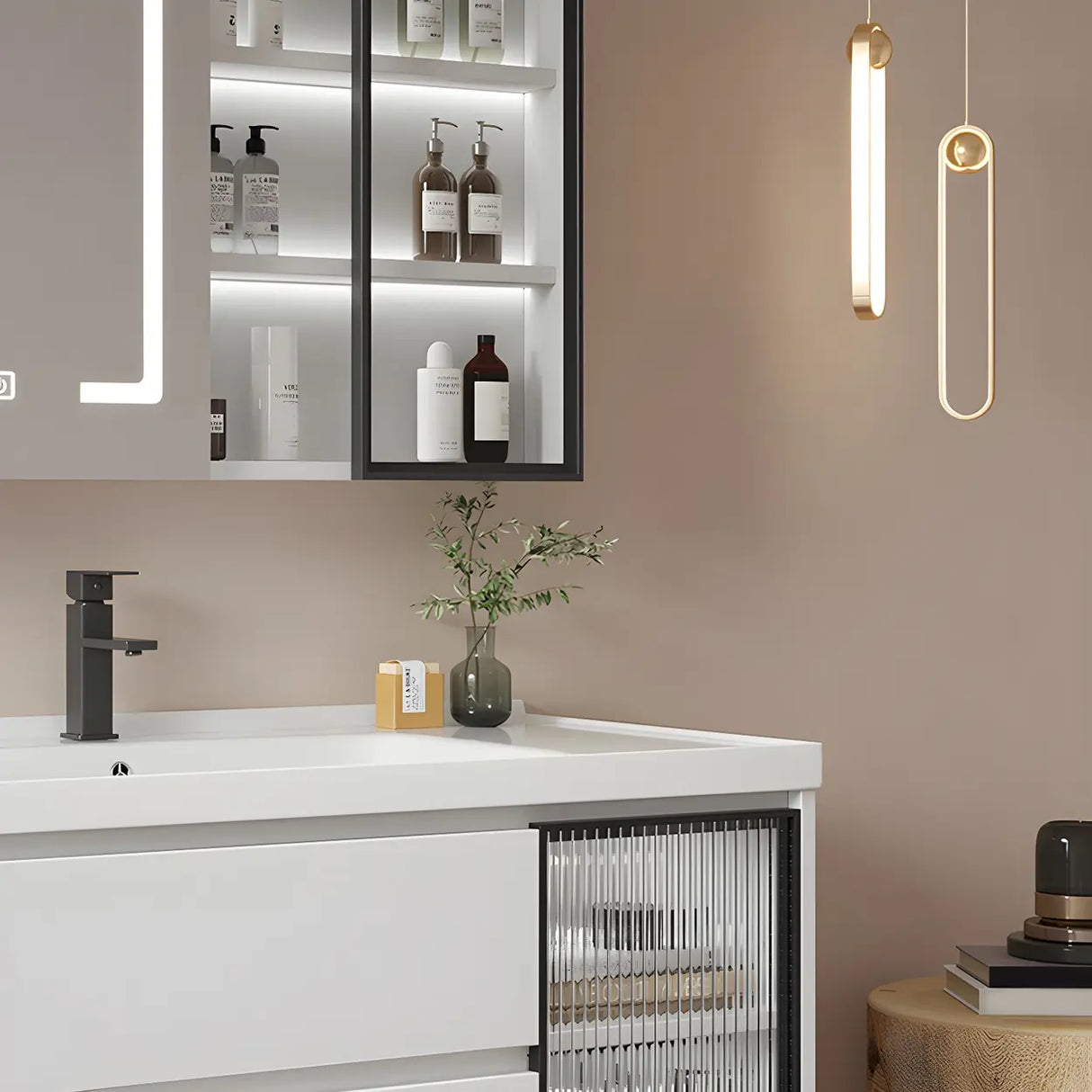 Modern Sink Wall Mount Bathroom Vanity Cabinet with Drawers Image - 22