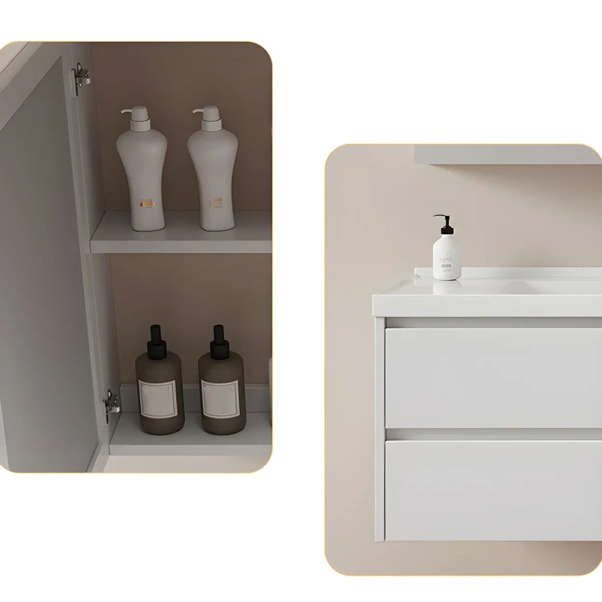 Modern Sink Wall Mount Bathroom Vanity Cabinet with Drawers Image - 23