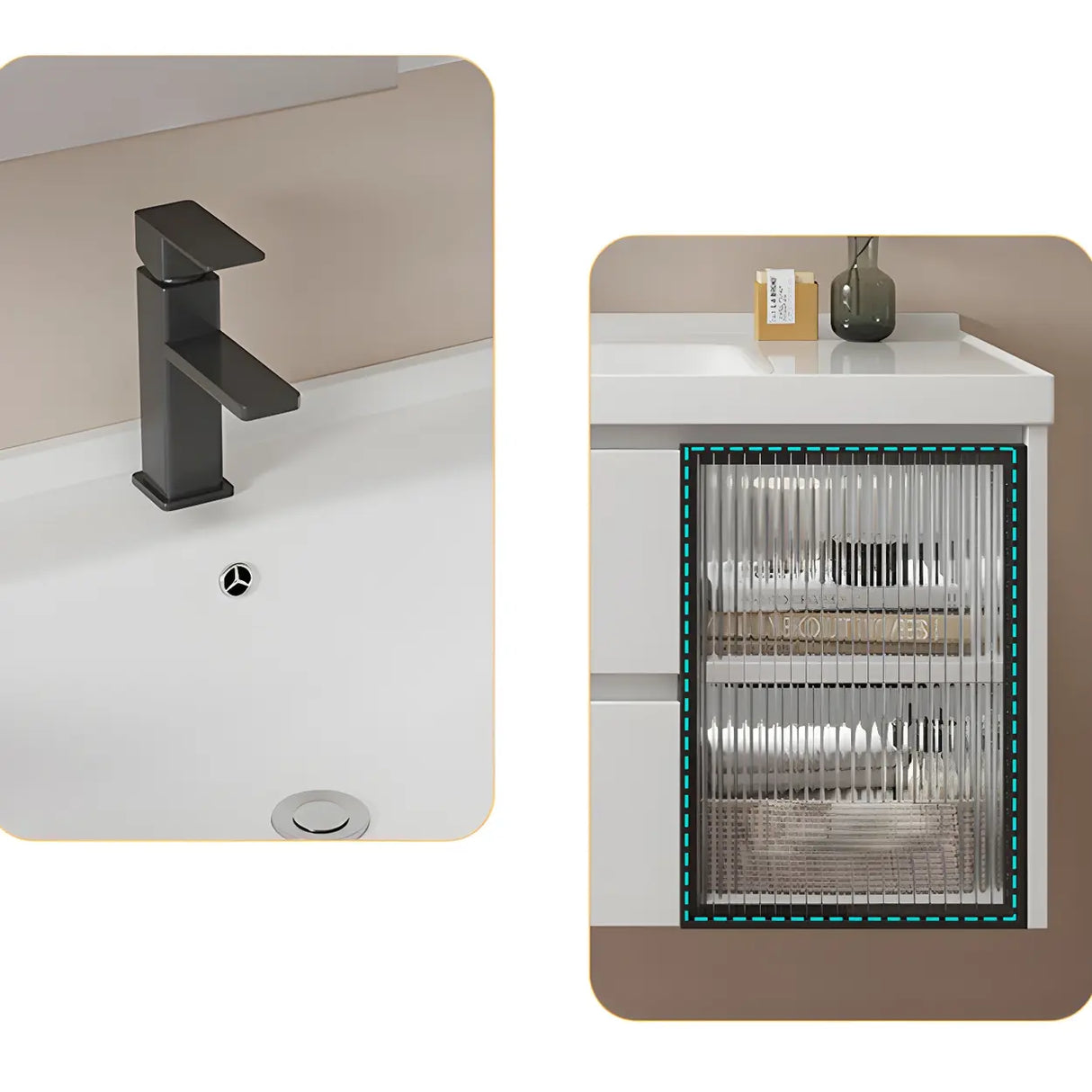 Modern Sink Wall Mount Bathroom Vanity Cabinet with Drawers Image - 24