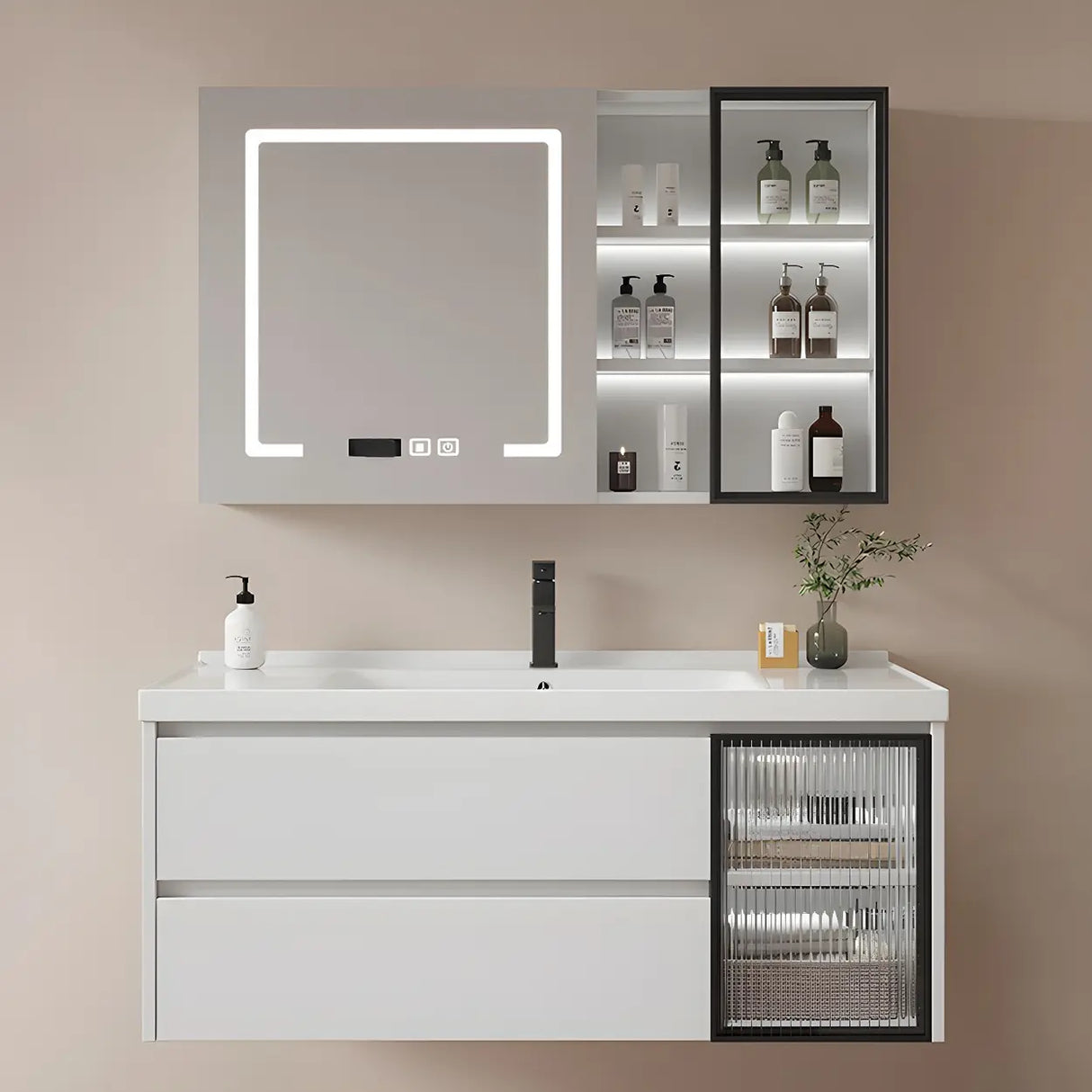 Modern Sink Wall Mount Bathroom Vanity Cabinet with Drawers Image - 3