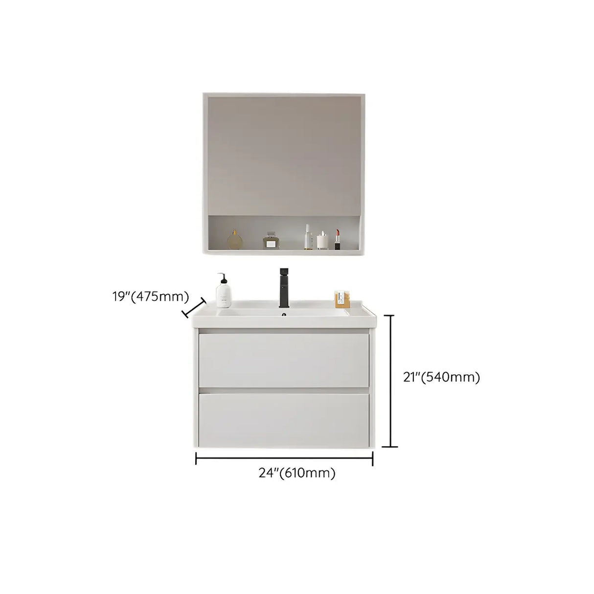 Modern Sink Wall Mount Bathroom Vanity Cabinet with Drawers Image - 33