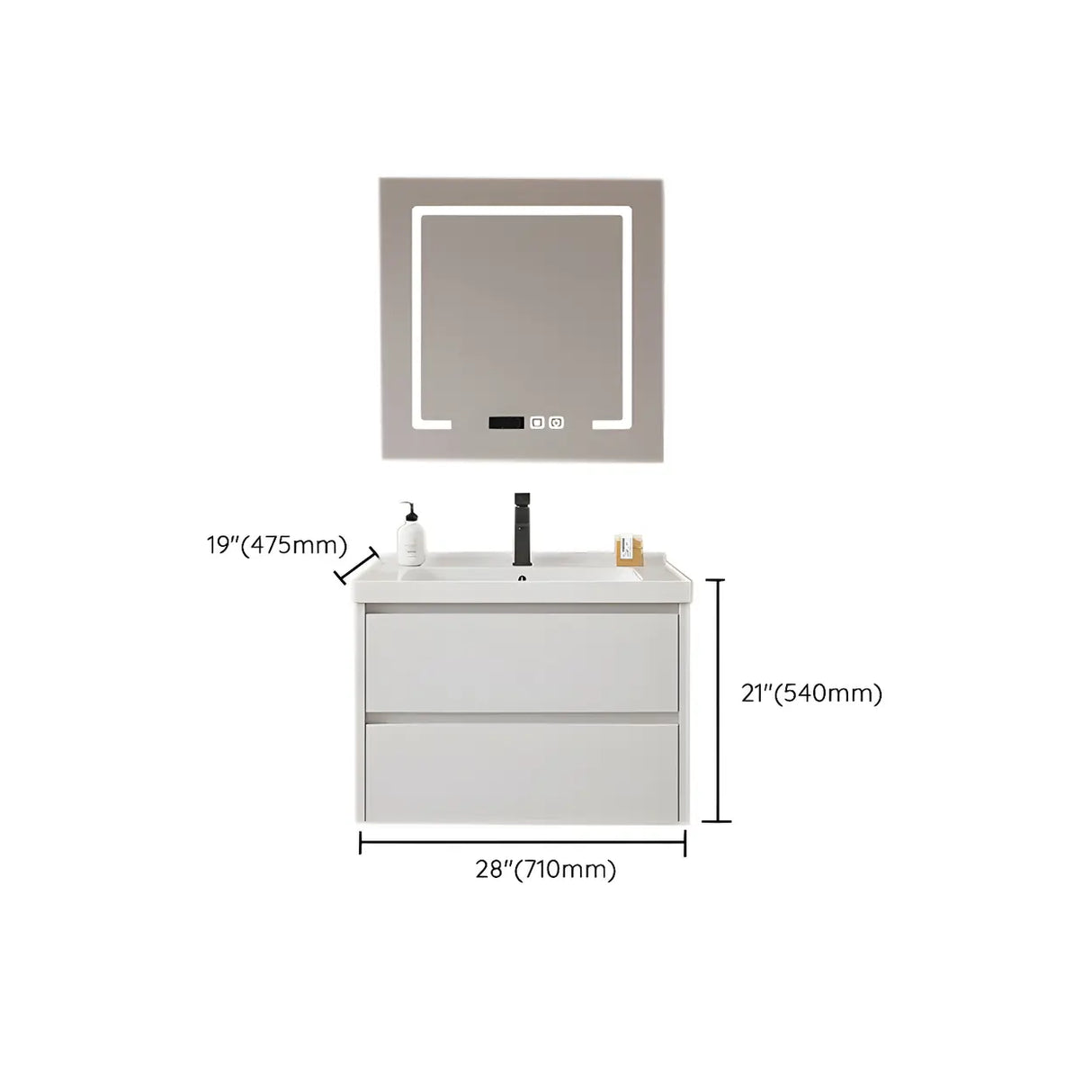 Modern Sink Wall Mount Bathroom Vanity Cabinet with Drawers Image - 34