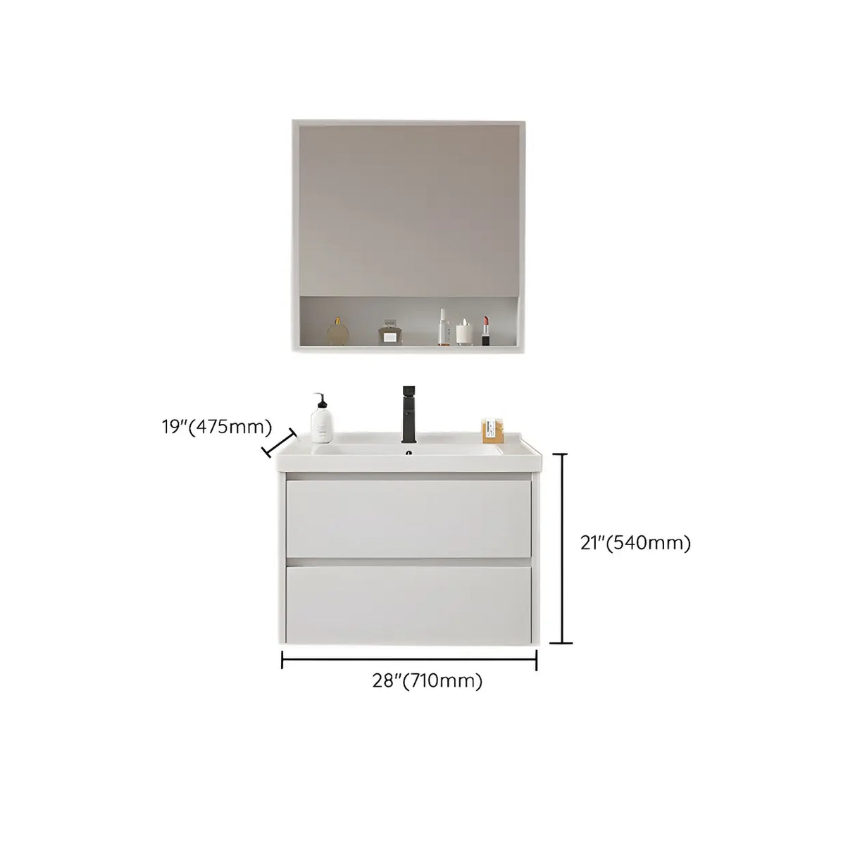 Modern Sink Wall Mount Bathroom Vanity Cabinet with Drawers Image - 35