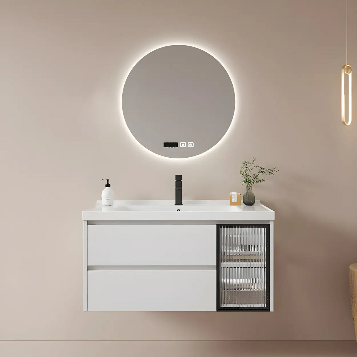 Modern Sink Wall Mount Bathroom Vanity Cabinet with Drawers Image - 4