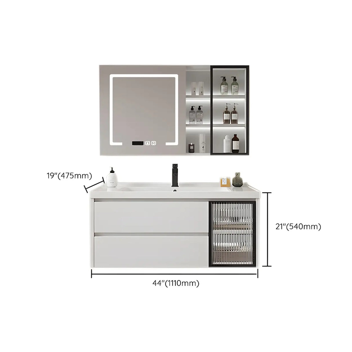 Modern Sink Wall Mount Bathroom Vanity Cabinet with Drawers Image - 42