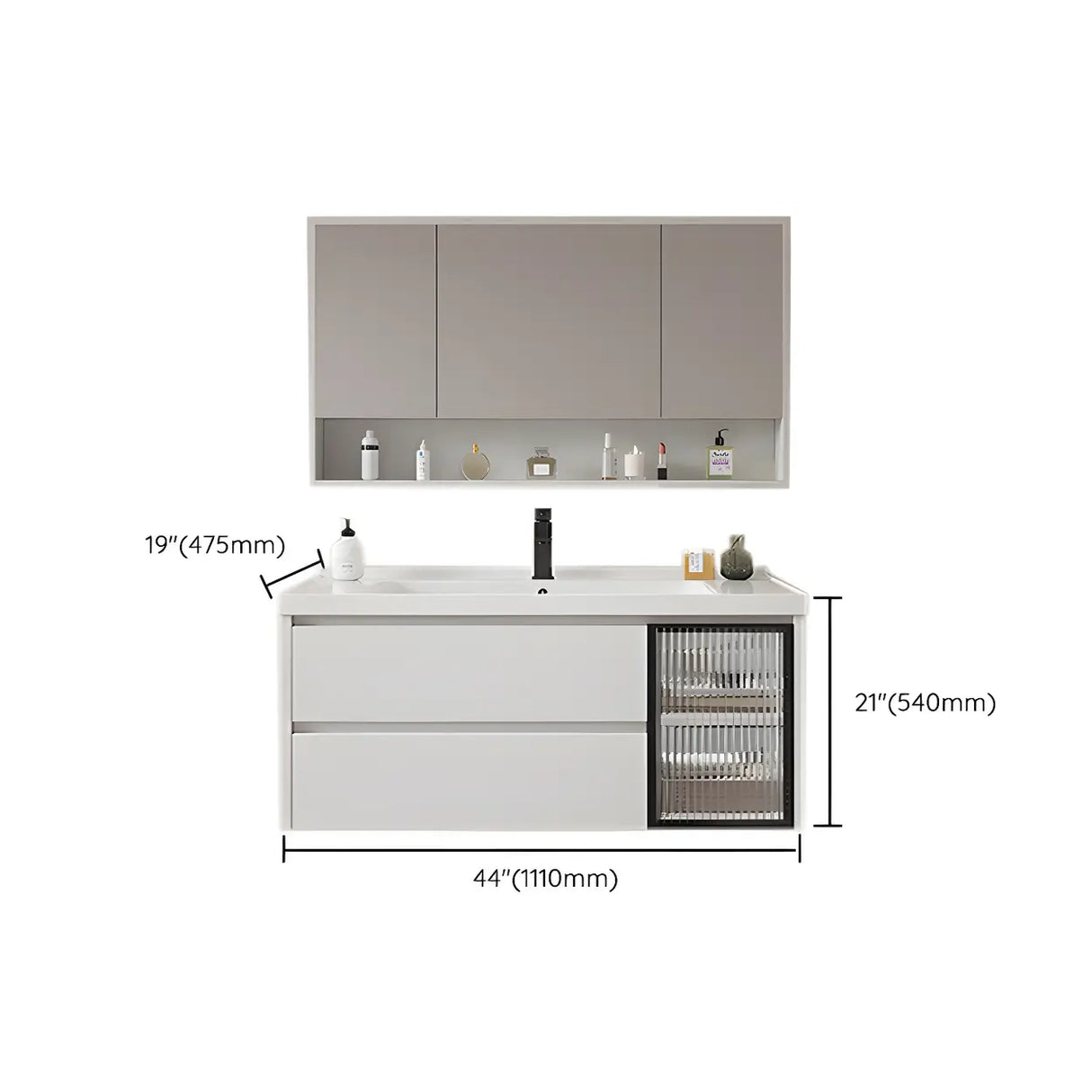 Modern Sink Wall Mount Bathroom Vanity Cabinet with Drawers Image - 43