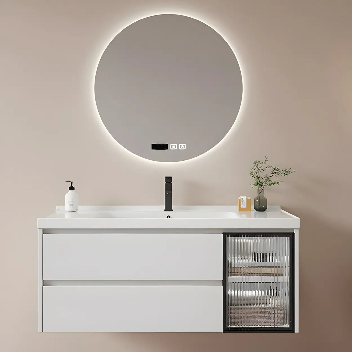 Modern Sink Wall Mount Bathroom Vanity Cabinet with Drawers Image - 7