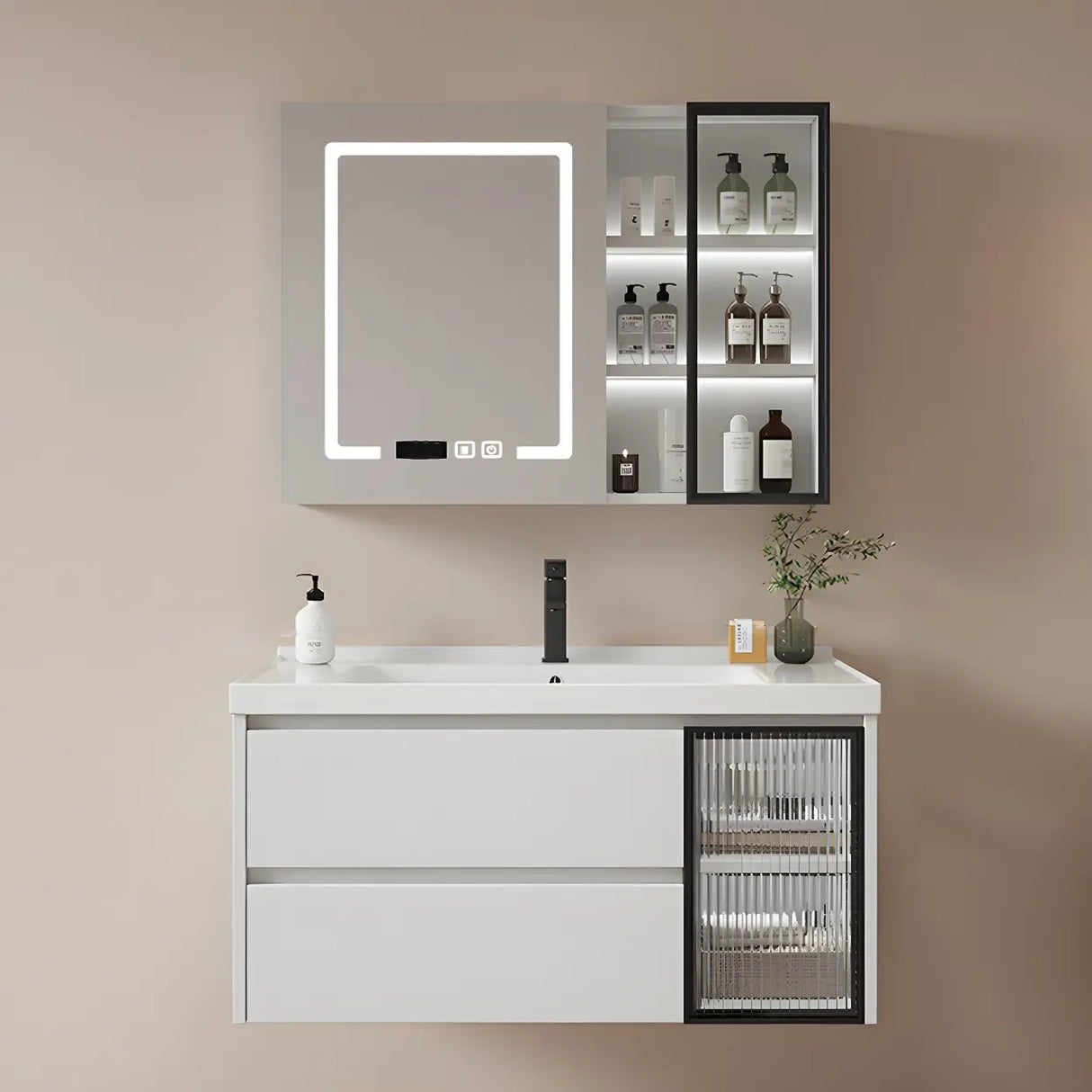 Modern Sink Wall Mount Bathroom Vanity Cabinet with Drawers Image - 9