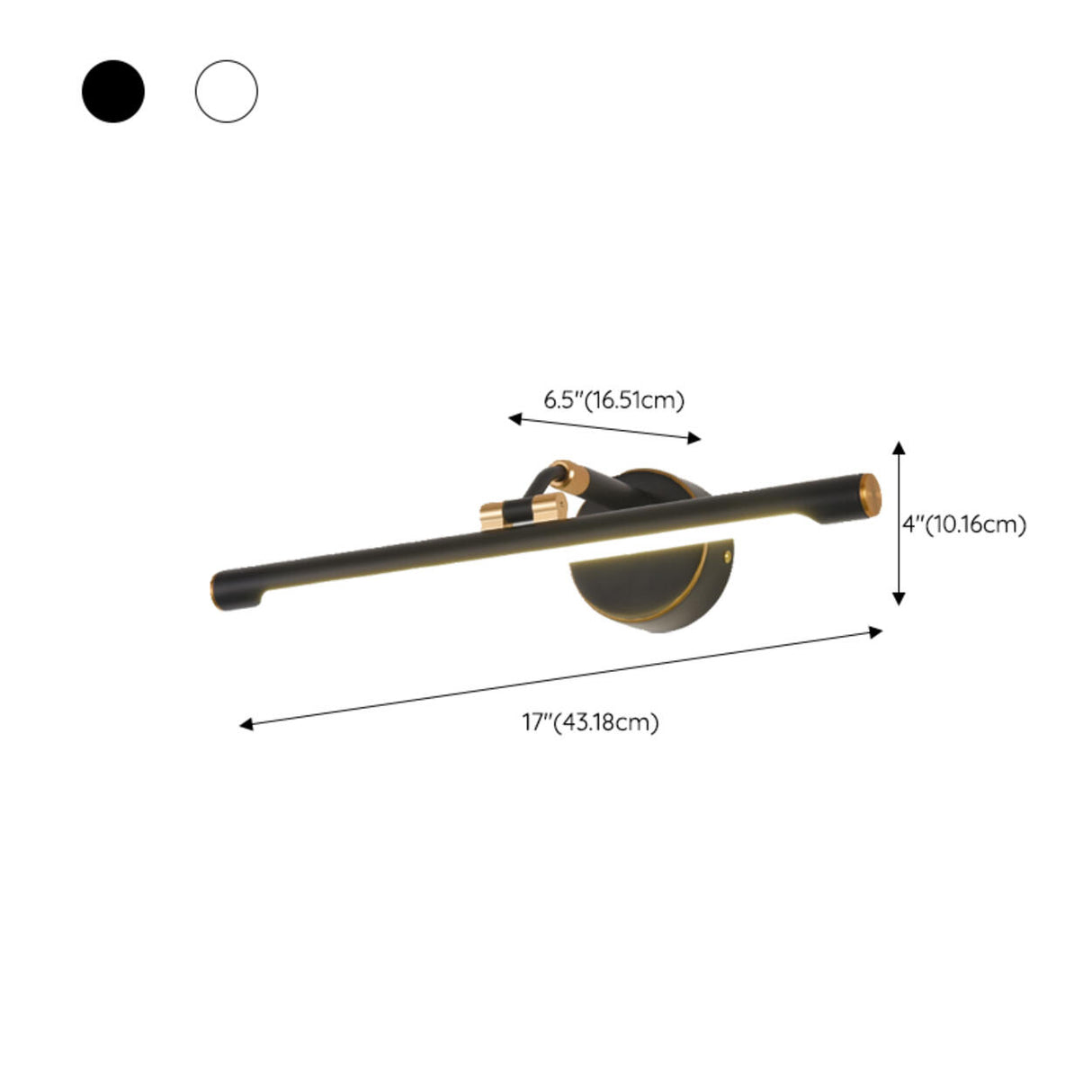 Modern Sleek Black and Gold Cylinder Vanity Light