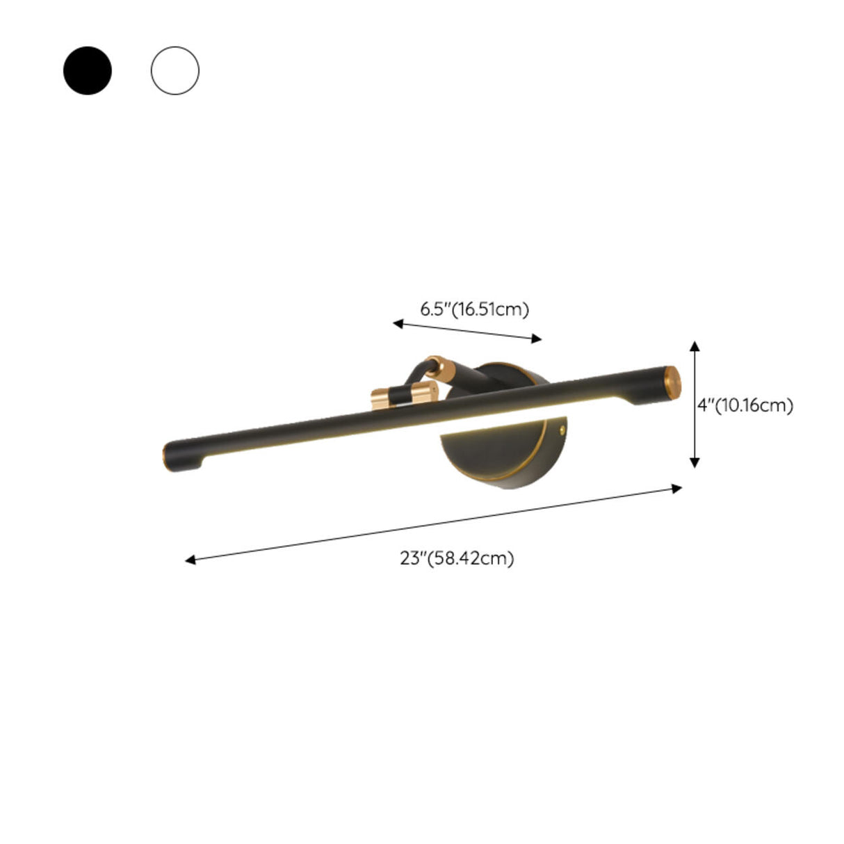 Modern Sleek Black and Gold Cylinder Vanity Light Image - 13