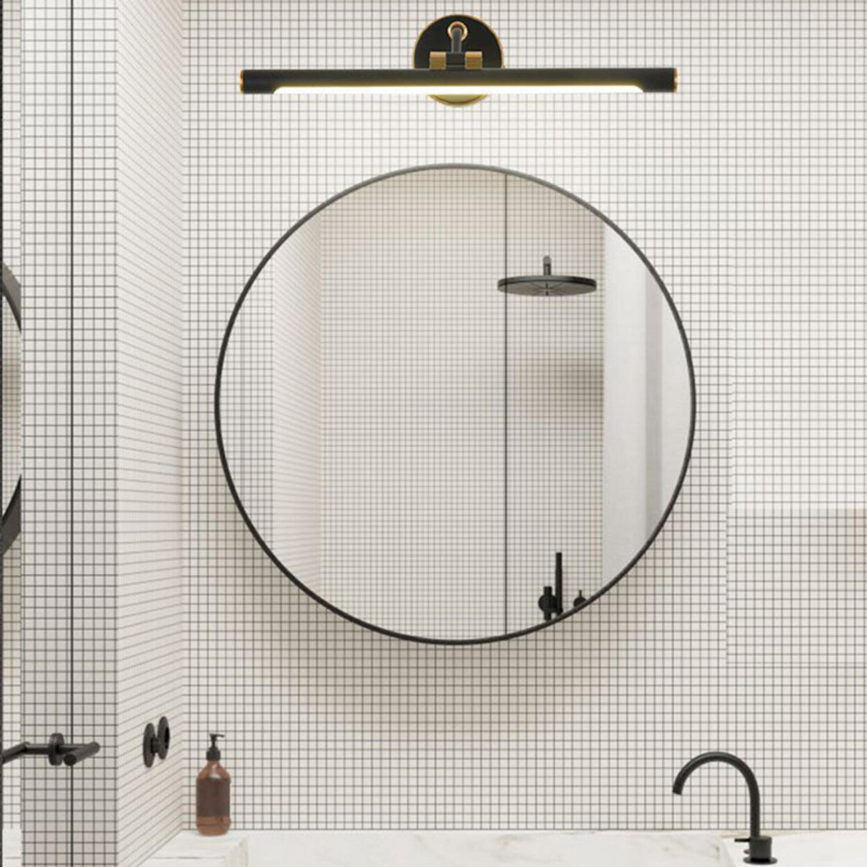 Modern Sleek Black and Gold Cylinder Vanity Light Image - 5