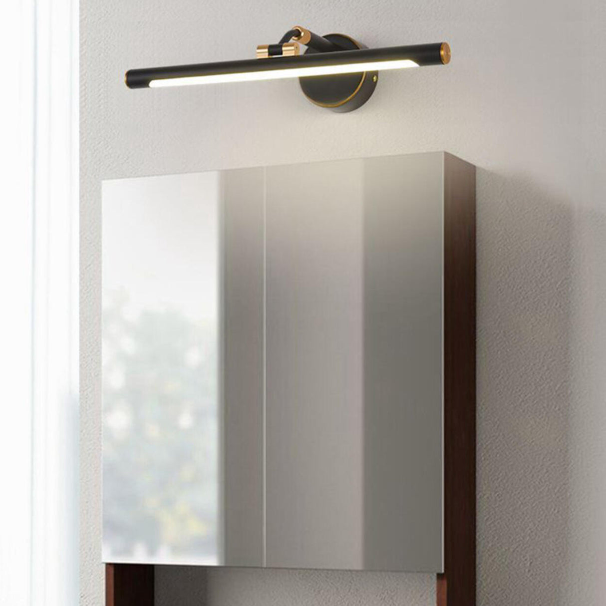 Modern Sleek Black and Gold Cylinder Vanity Light Image - 6