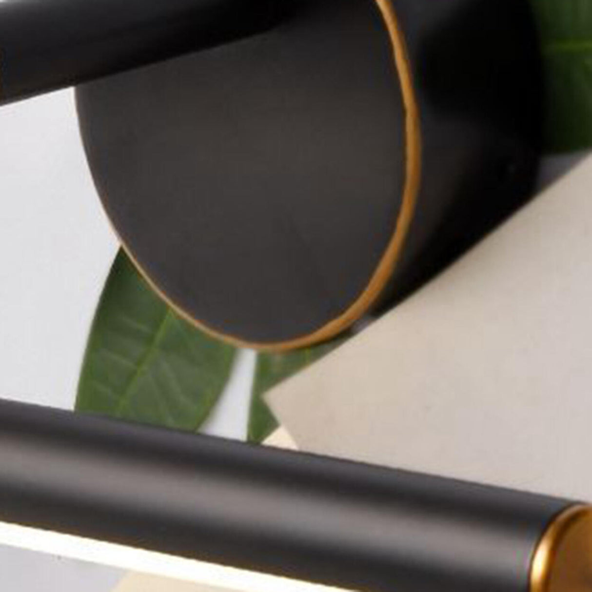 Modern Sleek Black and Gold Cylinder Vanity Light Image - 8