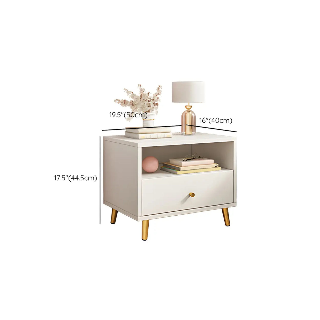 Modern Sleek Wood White Two-Drawer Storage Nightstand