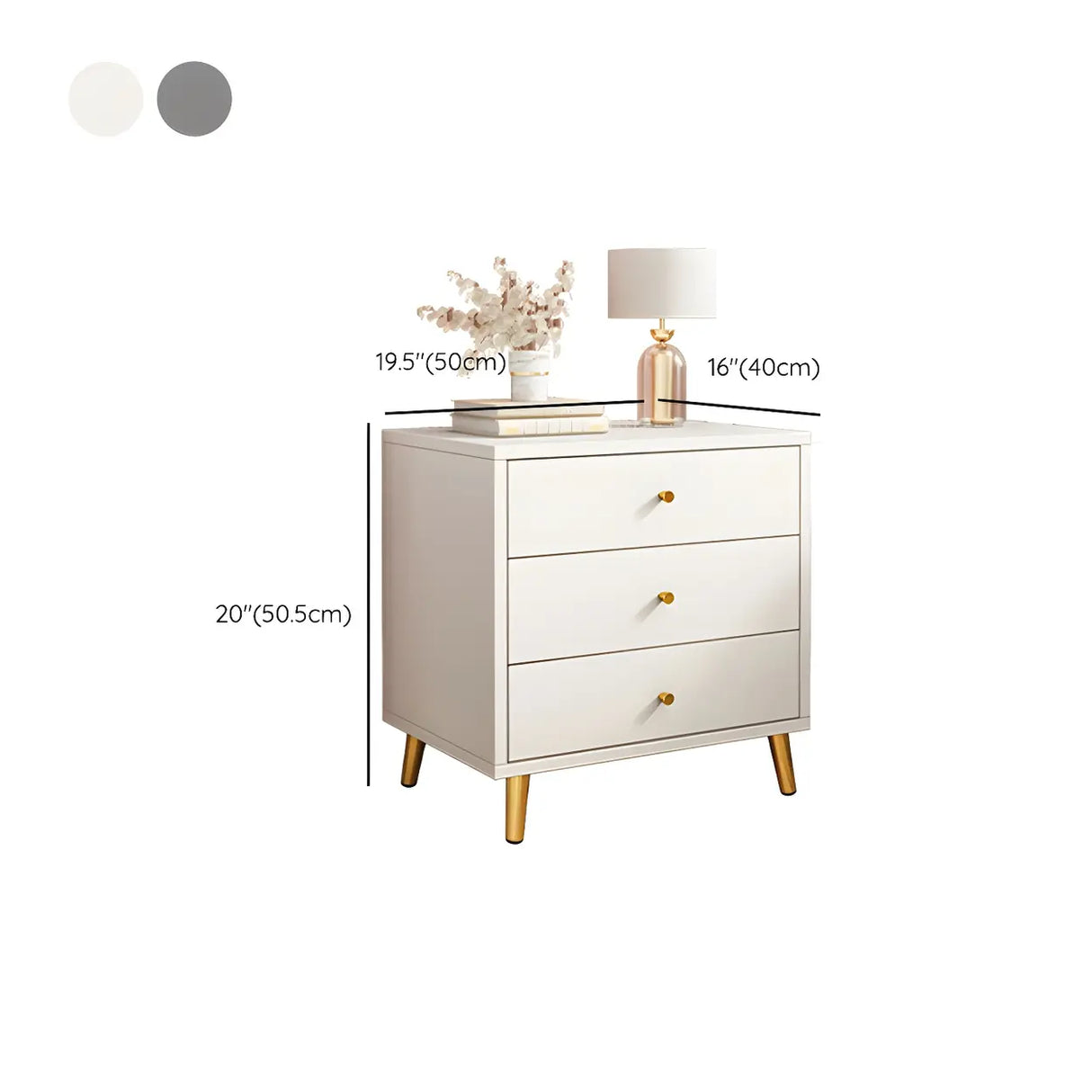 Modern Sleek Wood White Two-Drawer Storage Nightstand Image - 17