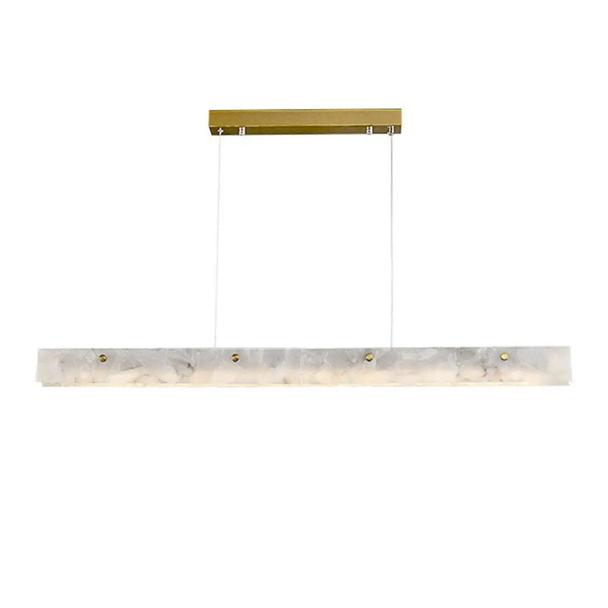 Modern Slim Alabaster Kitchen Island Linear Pendant Light Image - 5