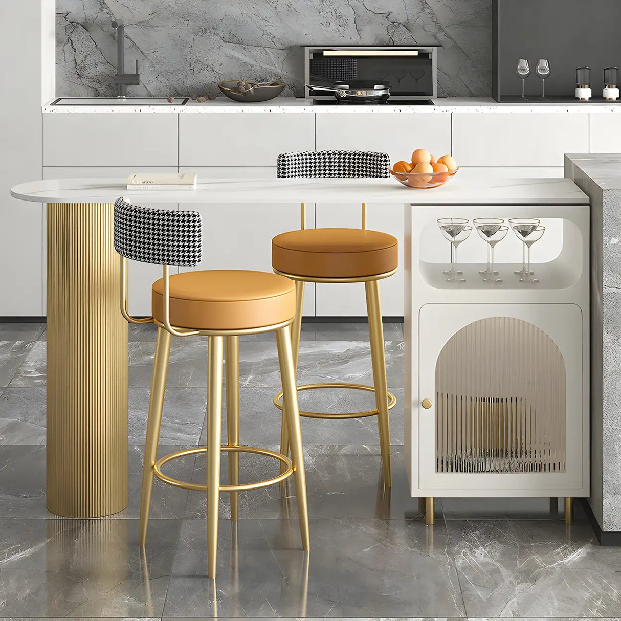 Modern Slim Bar Table with Storage and Rounded Edge Image - 10