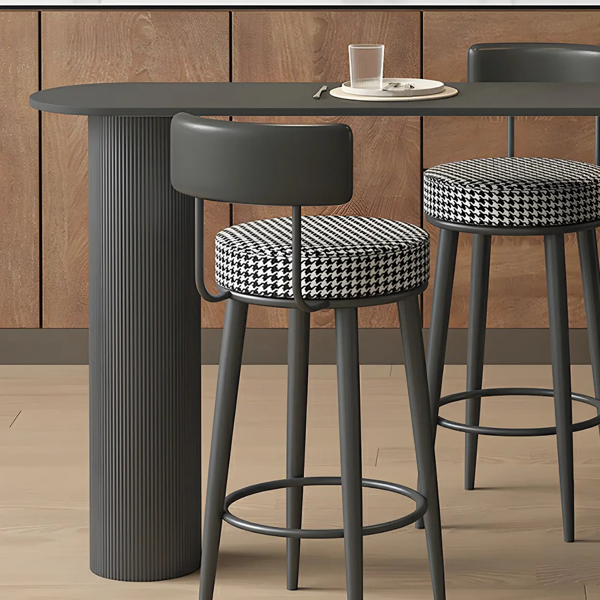 Modern Slim Bar Table with Storage and Rounded Edge Image - 14