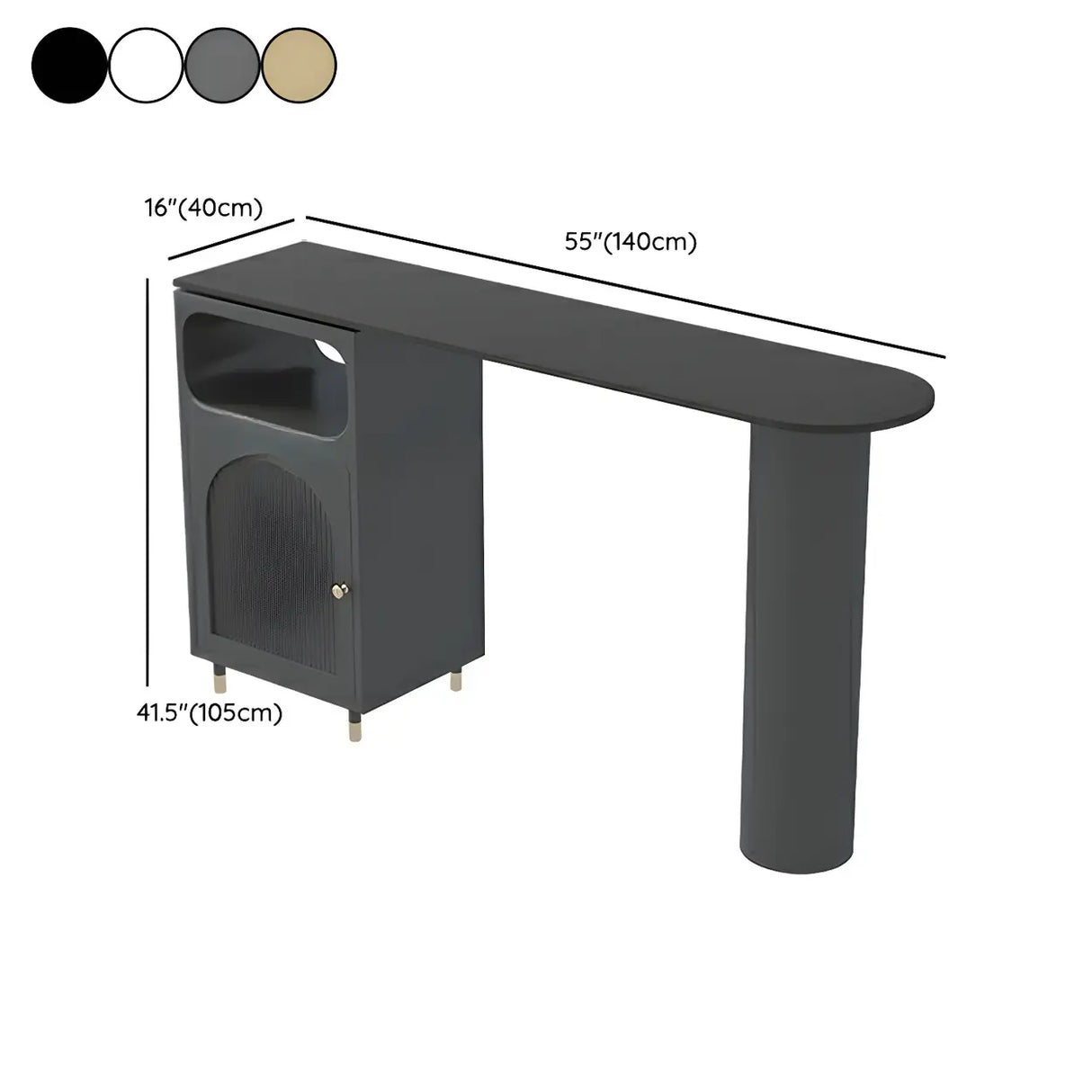 Modern Slim Bar Table with Storage and Rounded Edge