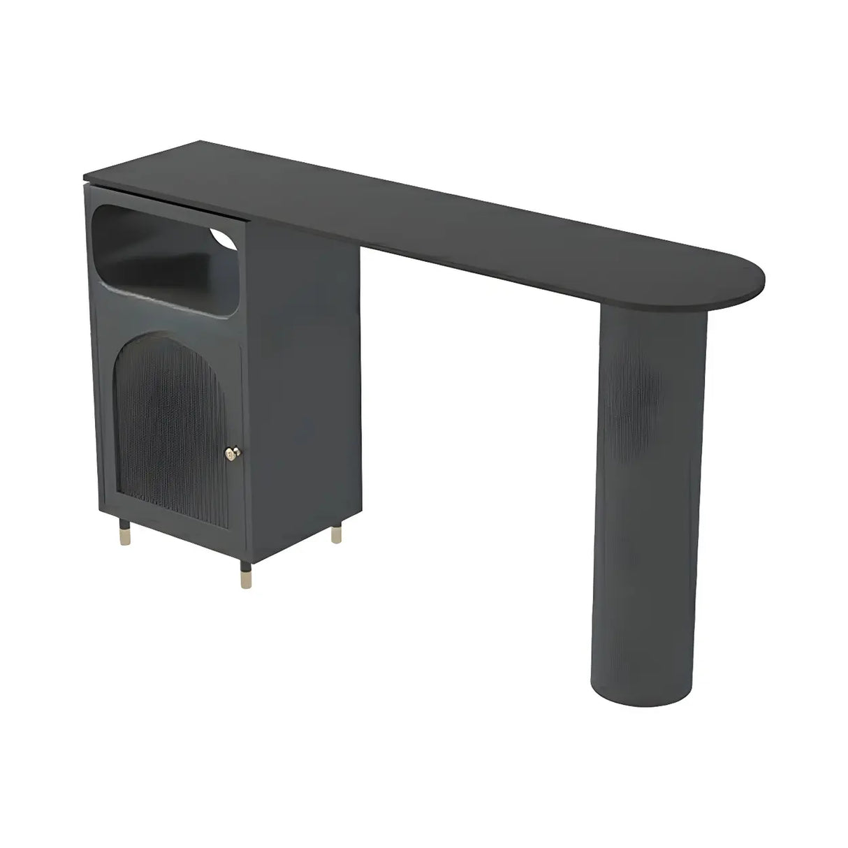 Modern Slim Bar Table with Storage and Rounded Edge Image - 2