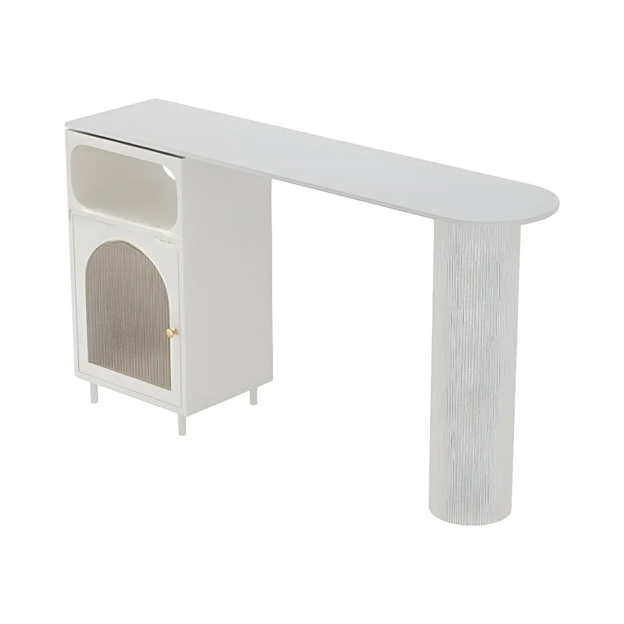Modern Slim Bar Table with Storage and Rounded Edge Image - 3