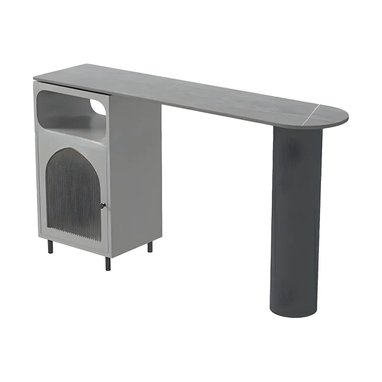 Modern Slim Bar Table with Storage and Rounded Edge Image - 5