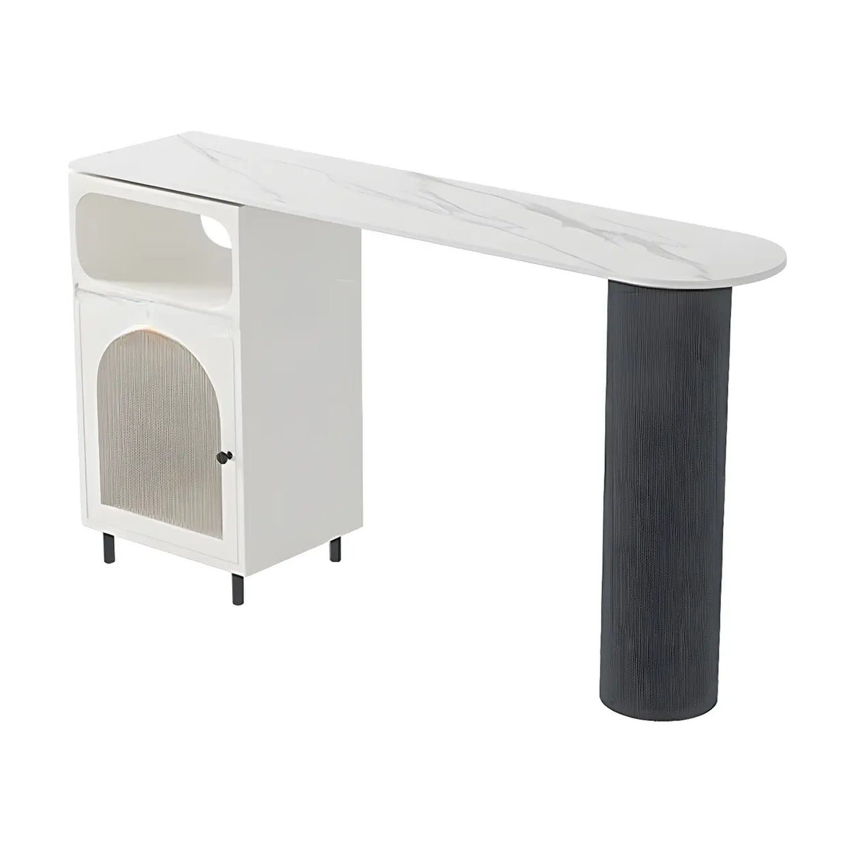 Modern Slim Bar Table with Storage and Rounded Edge Image - 7