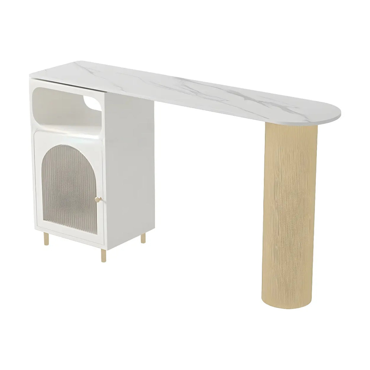 Modern Slim Bar Table with Storage and Rounded Edge Image - 9