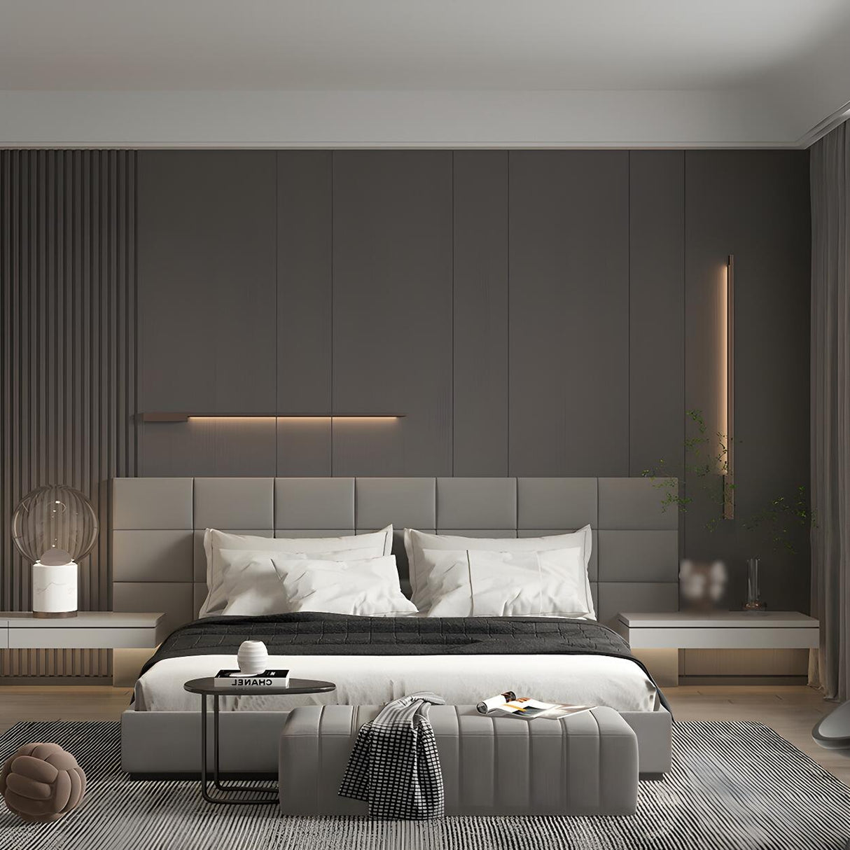 Modern Slim Linear Black LED Vanity Wall Light Image - 2