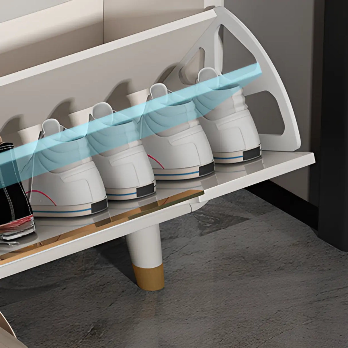 Modern Slim White Wooden Entryway Shoe Storage Cabinet Image - 17