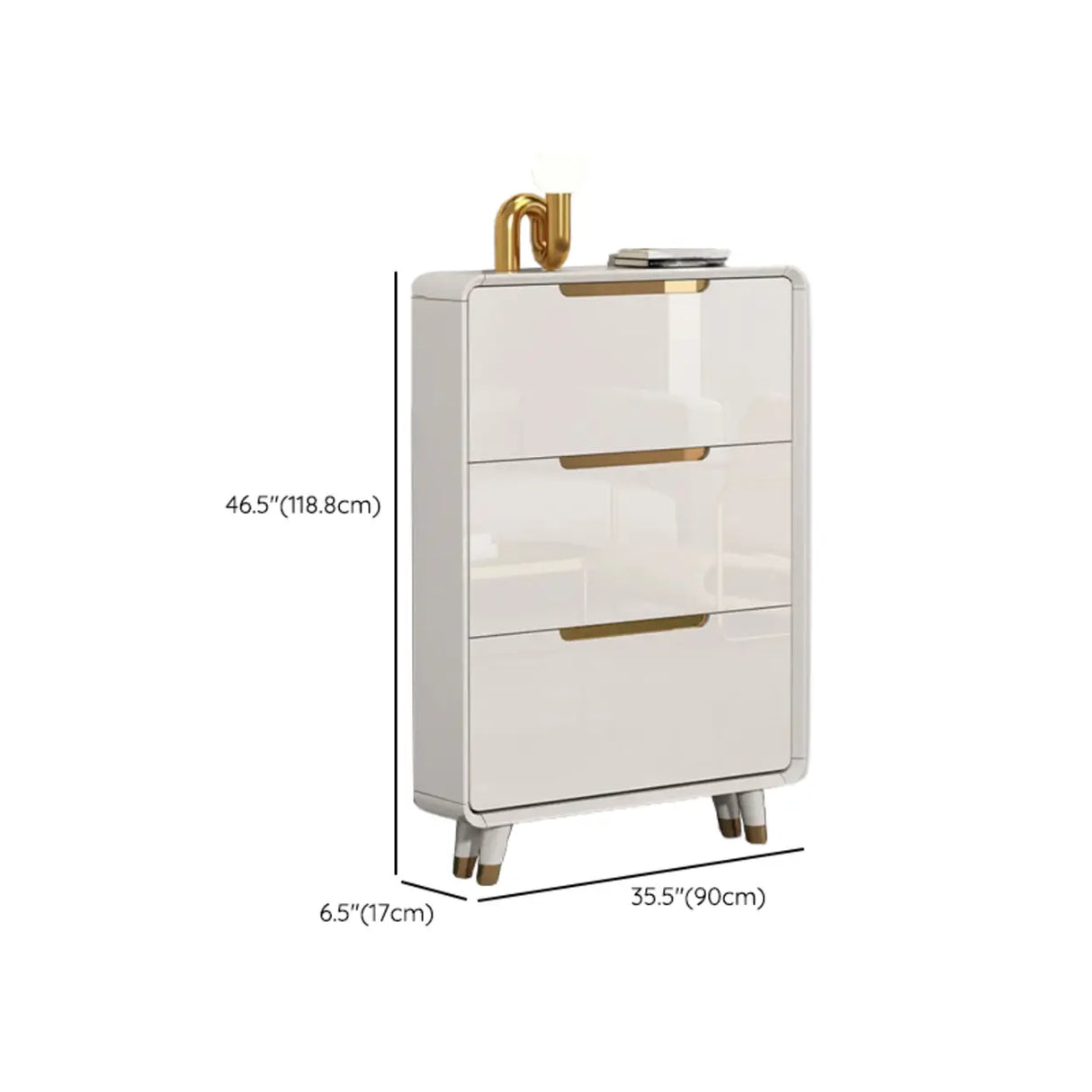 Modern Slim White Wooden Entryway Shoe Storage Cabinet Image - 25