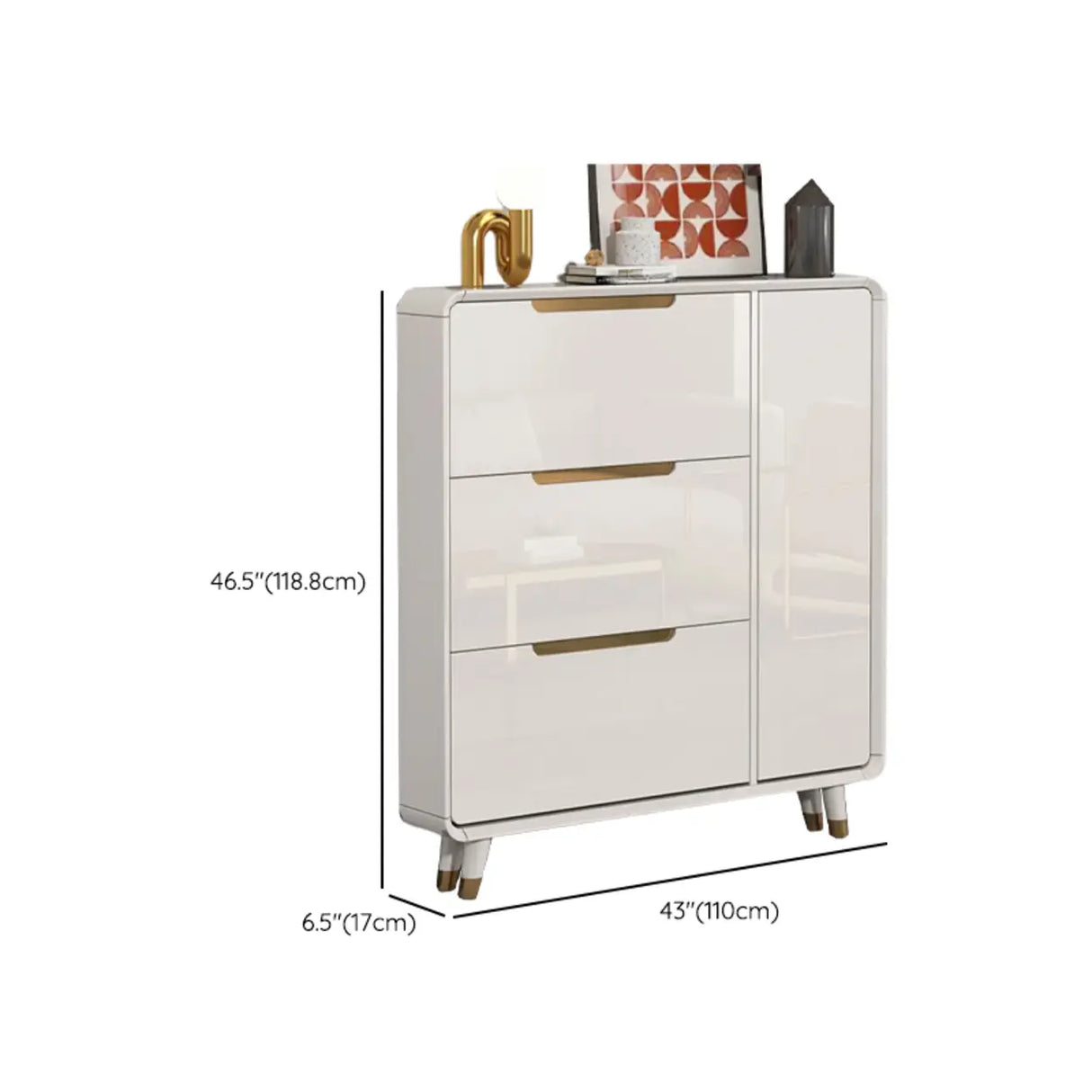 Modern Slim White Wooden Entryway Shoe Storage Cabinet Image - 27