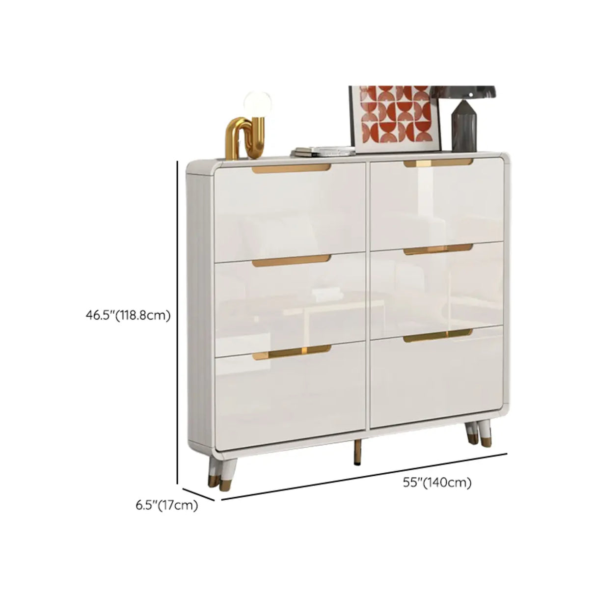 Modern Slim White Wooden Entryway Shoe Storage Cabinet Image - 29