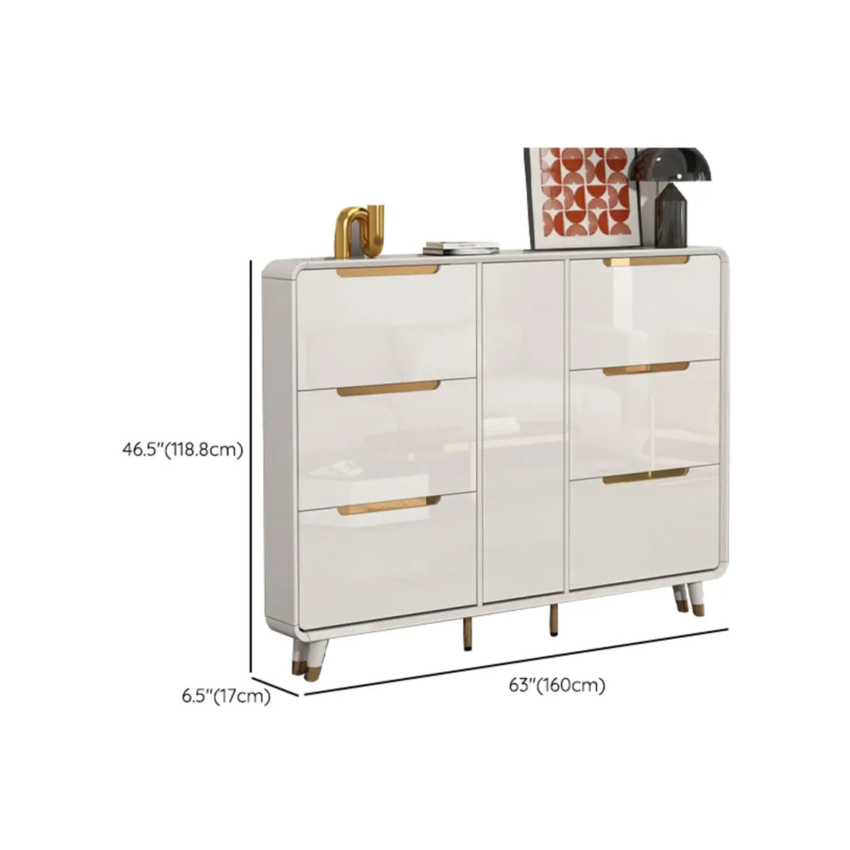 Modern Slim White Wooden Entryway Shoe Storage Cabinet Image - 30