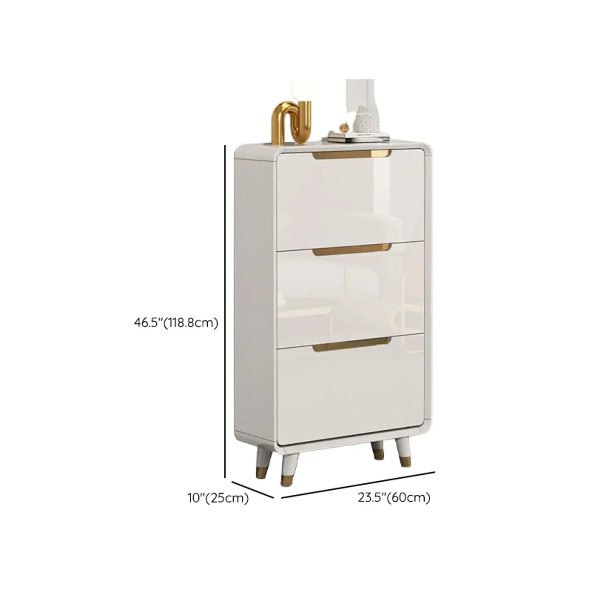 Modern Slim White Wooden Entryway Shoe Storage Cabinet Image - 31