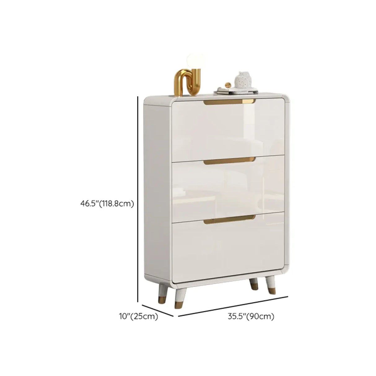 Modern Slim White Wooden Entryway Shoe Storage Cabinet Image - 34