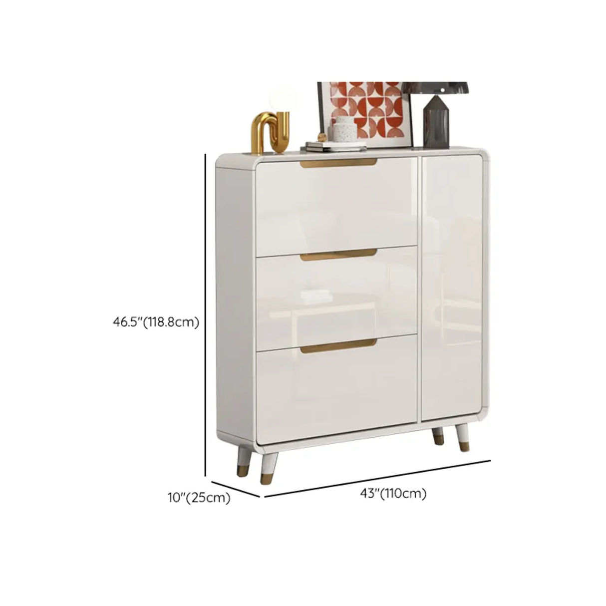 Modern Slim White Wooden Entryway Shoe Storage Cabinet Image - 36