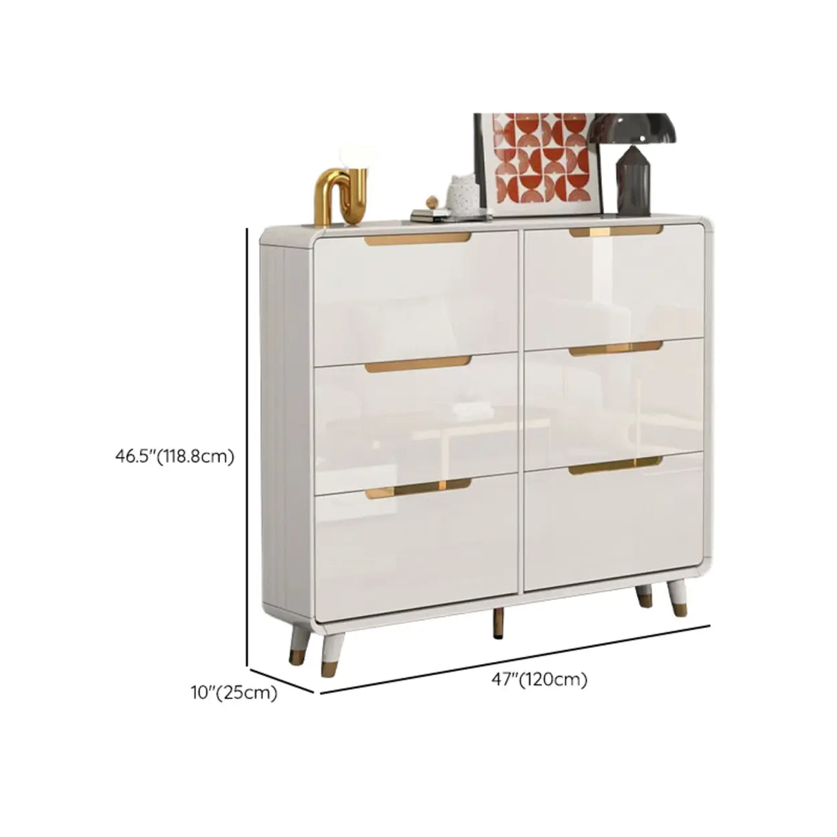 Modern Slim White Wooden Entryway Shoe Storage Cabinet Image - 37