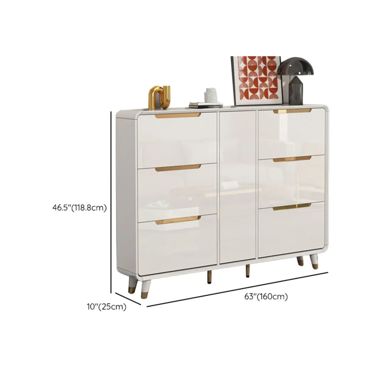 Modern Slim White Wooden Entryway Shoe Storage Cabinet Image - 39