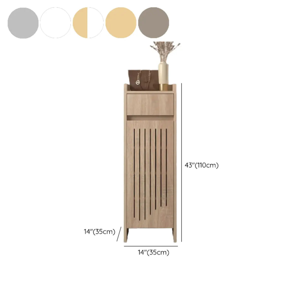 Modern Slim Wood Hallway Beige Medium Shoe Cabinet