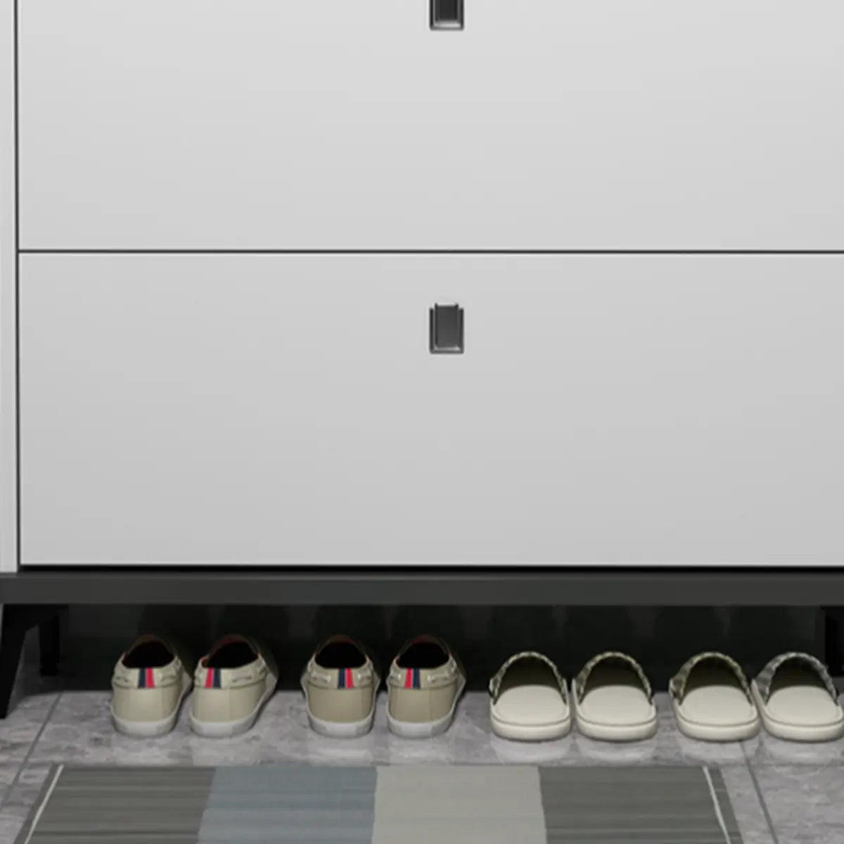 Modern Slim Wood Shoe Cabinet Hallway Gray 3-Tier Storage Image - 18