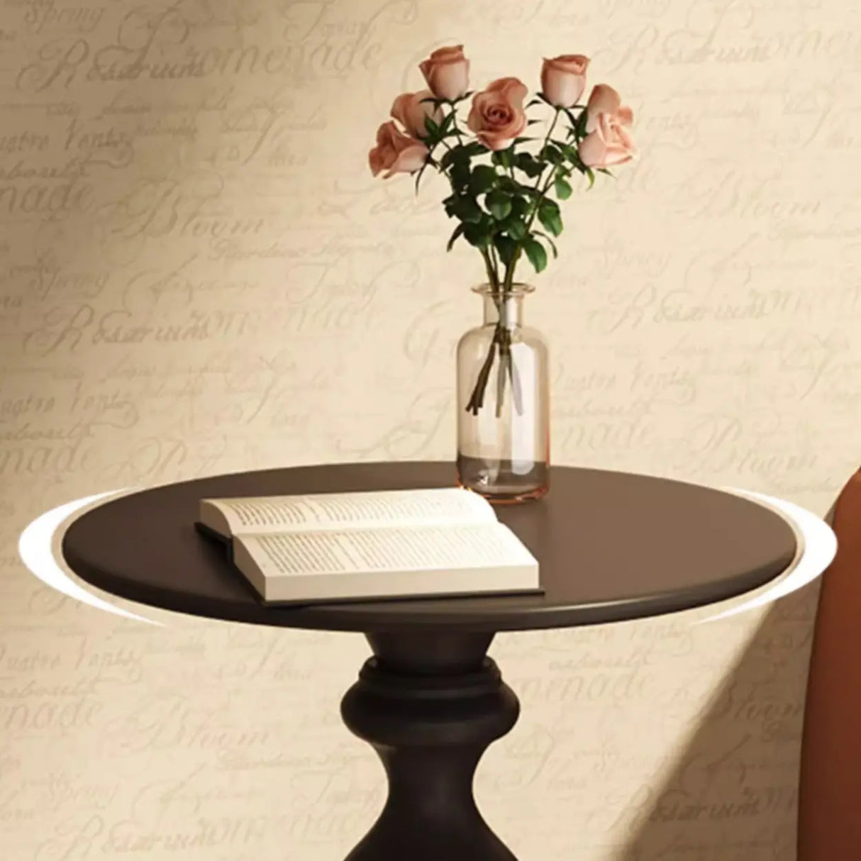 Modern Small Black Round Sculpted Pedestal Metal Side Table Image - 5