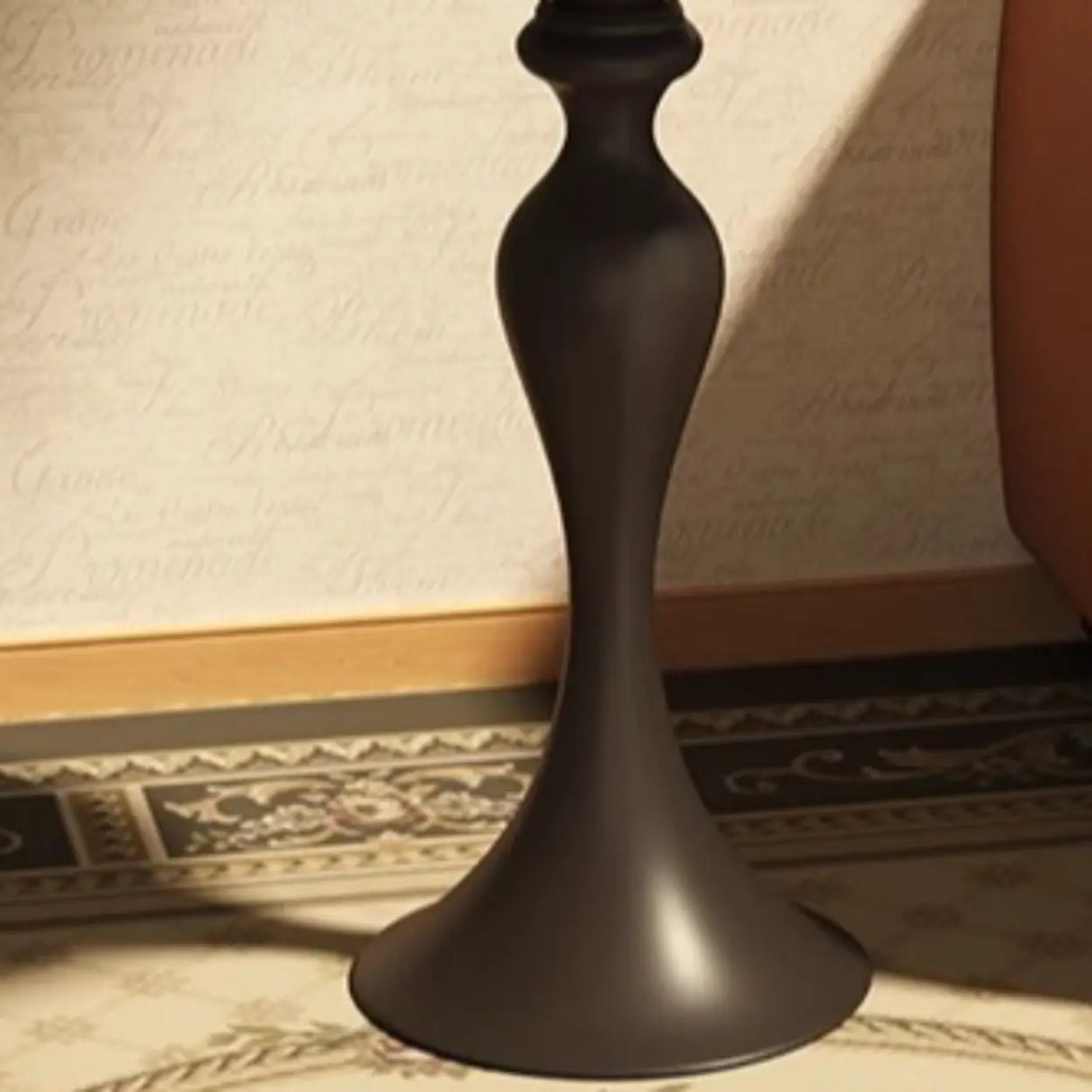 Modern Small Black Round Sculpted Pedestal Metal Side Table Image - 6