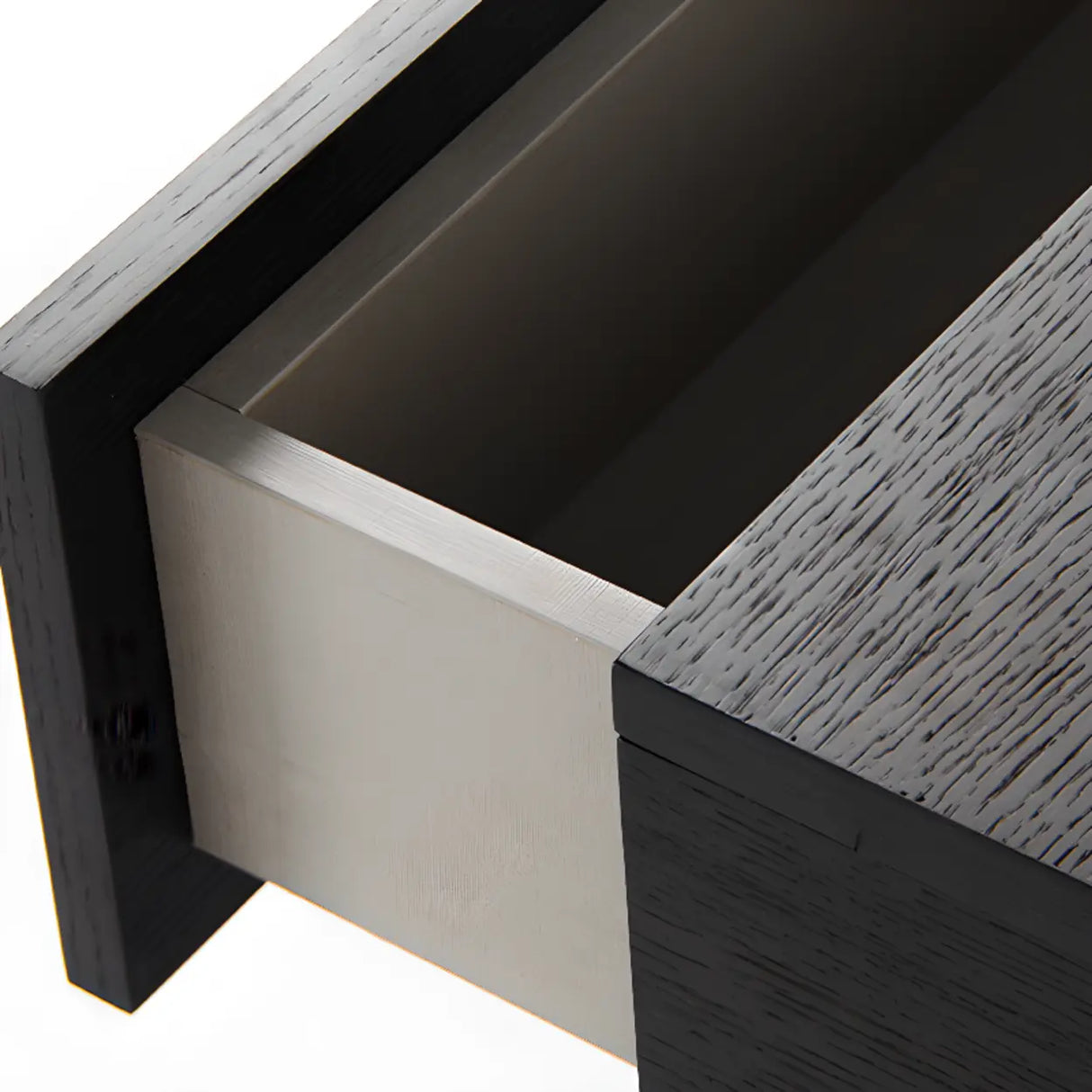 Modern Small Black Wood Nightstand with Sleek Metal Legs Image - 5