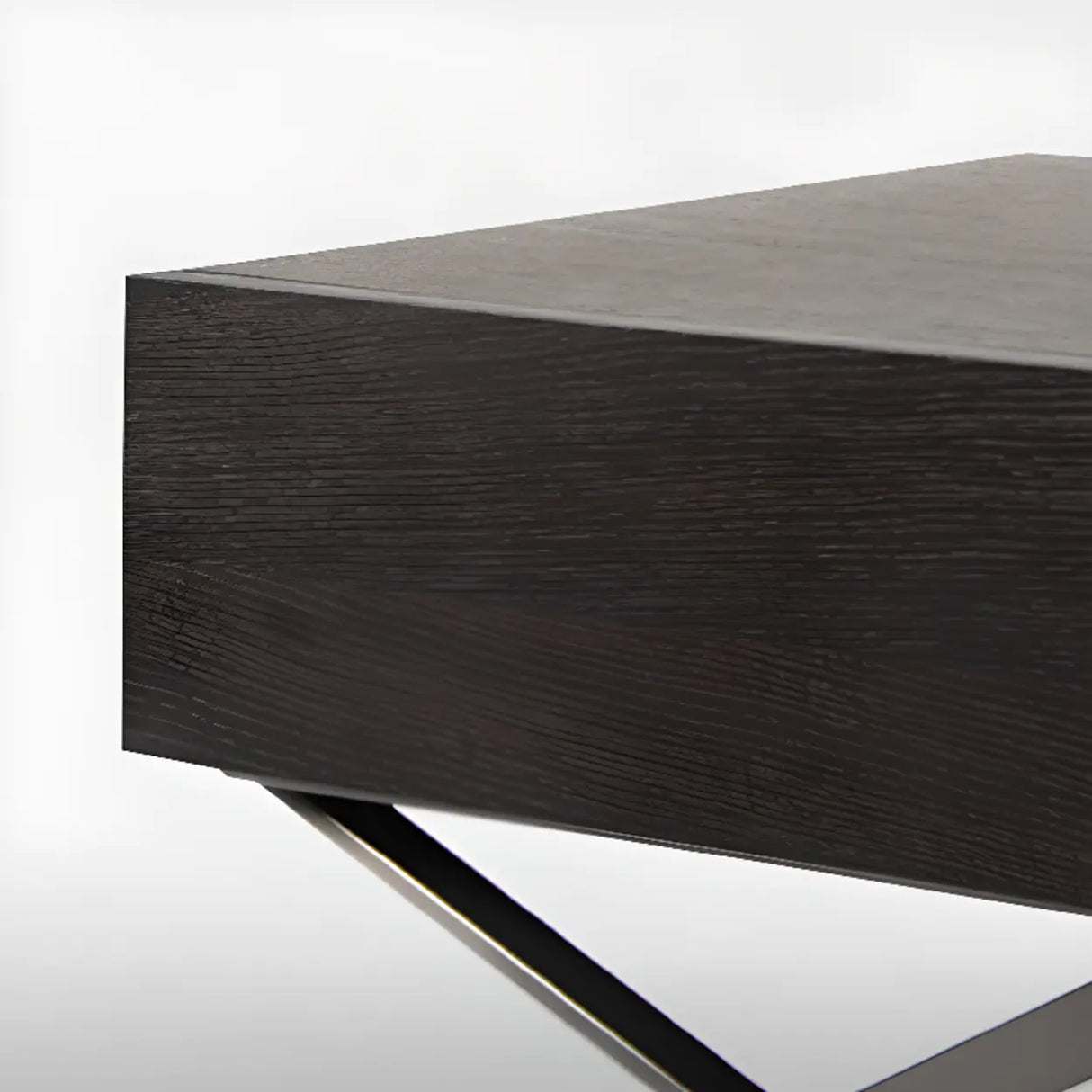 Modern Small Black Wood Nightstand with Sleek Metal Legs Image - 6