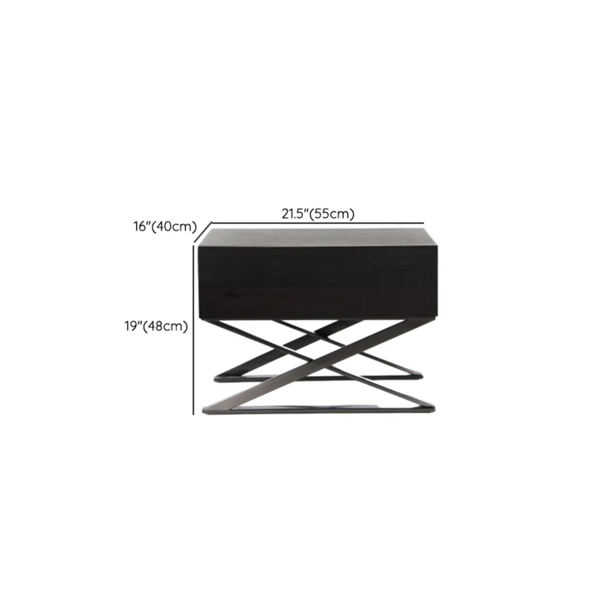 Modern Small Black Wood Nightstand with Sleek Metal Legs Image - 9