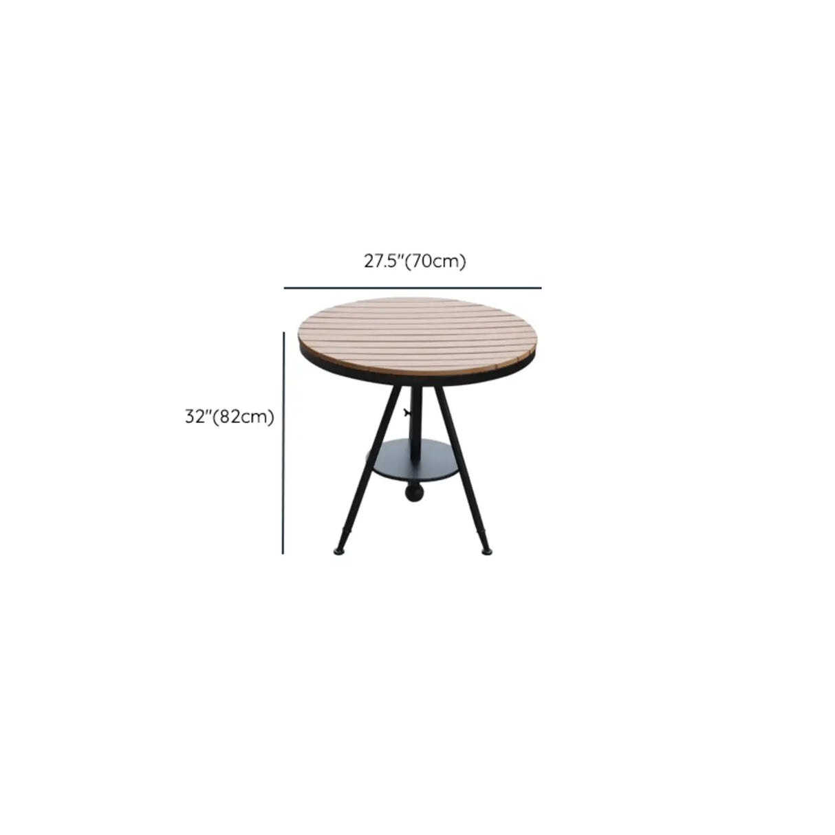 Modern Small Outdoor Round Brown Patio Table with Shelf Image - 8