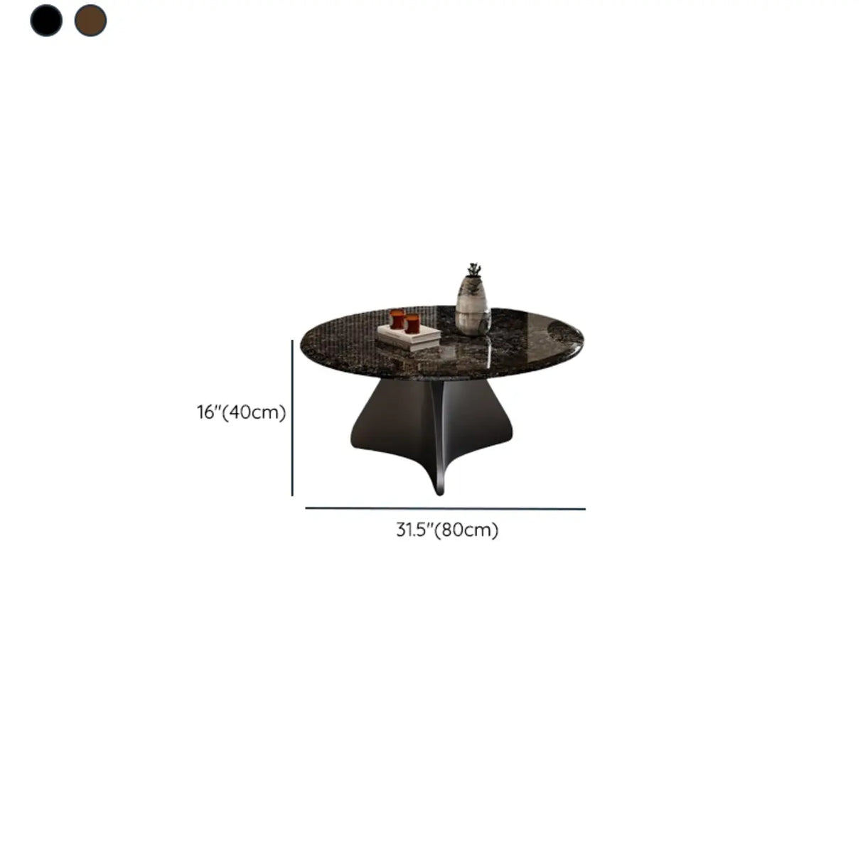 Modern Small Round Polished Stone Stain-Resist Coffee Table